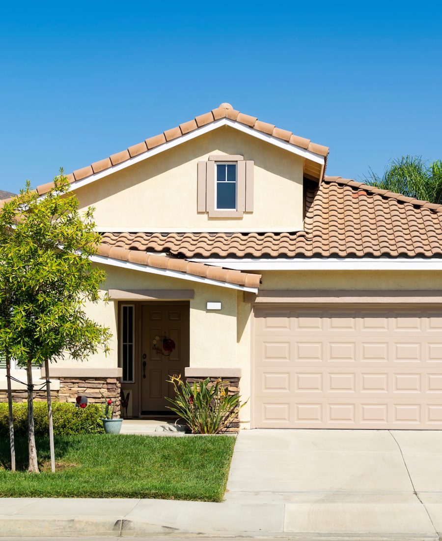 Single family residence exterior view in a sunny day, Menifee, California, USA